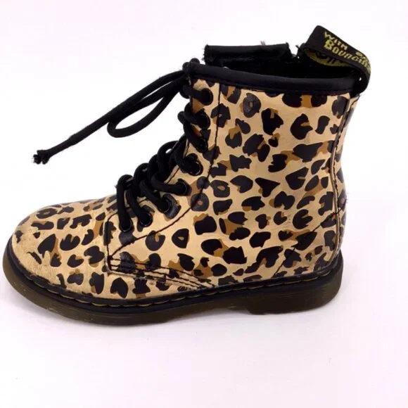 Dr. Martens | Leopard Print Combat Boots Girls Size 11 - Picture 5 of 8